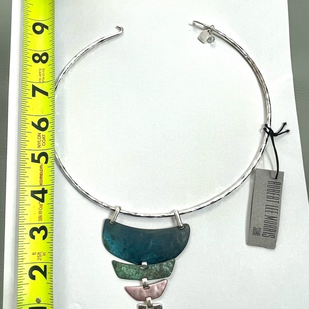 Vintage RLM Soho collar necklace modernist western rodeo silver tone NWT - Picture 10 of 10